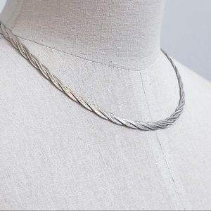 Aurafin Made in Italy Braided 925 Sterling Silver Chain Necklace 17” Classic